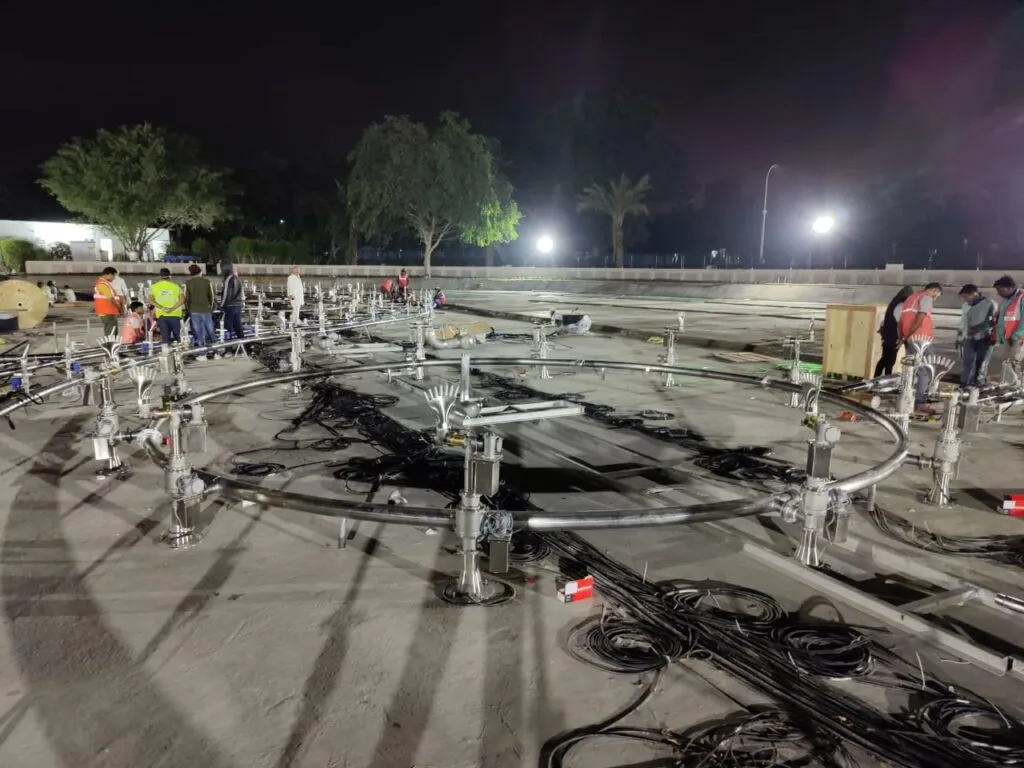 Fountain Installation for Dancing Musical Fountain Show with Water Screen Projection