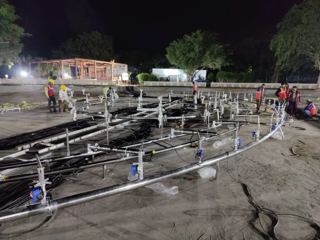 Fountain Installation for Dancing Musical Fountain Show with Water Screen Projection