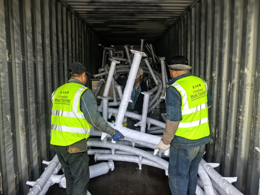 Musical fountain equipment loading for India shipment